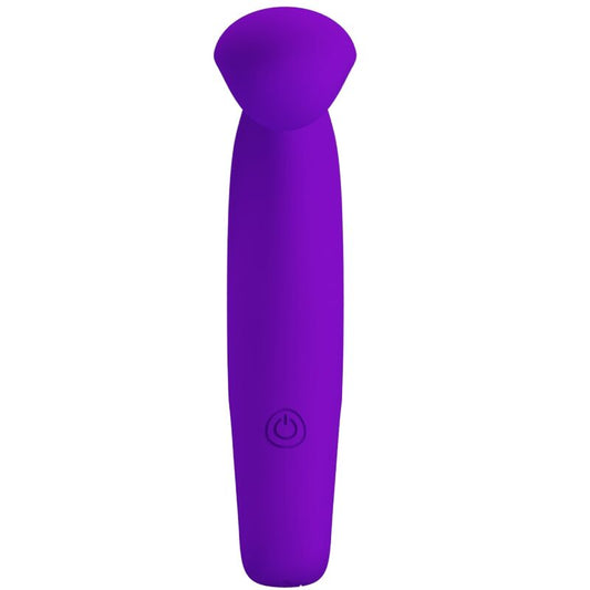 Vibrador de dedo Pretty Love Gorgon Roxo em silicone macio, mostrando o design ergonómico e a cor vibrante.