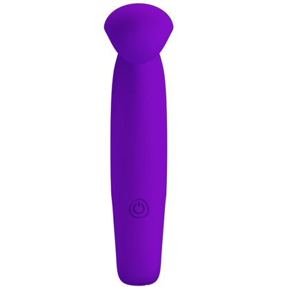 Vibrador de dedo Pretty Love Gorgon Roxo em silicone macio, mostrando o design ergonómico e a cor vibrante.