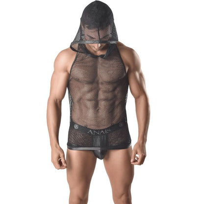T-shirt com Capuz Ares ANAIS MEN XXXL em malha preta, destacando o design e a textura.