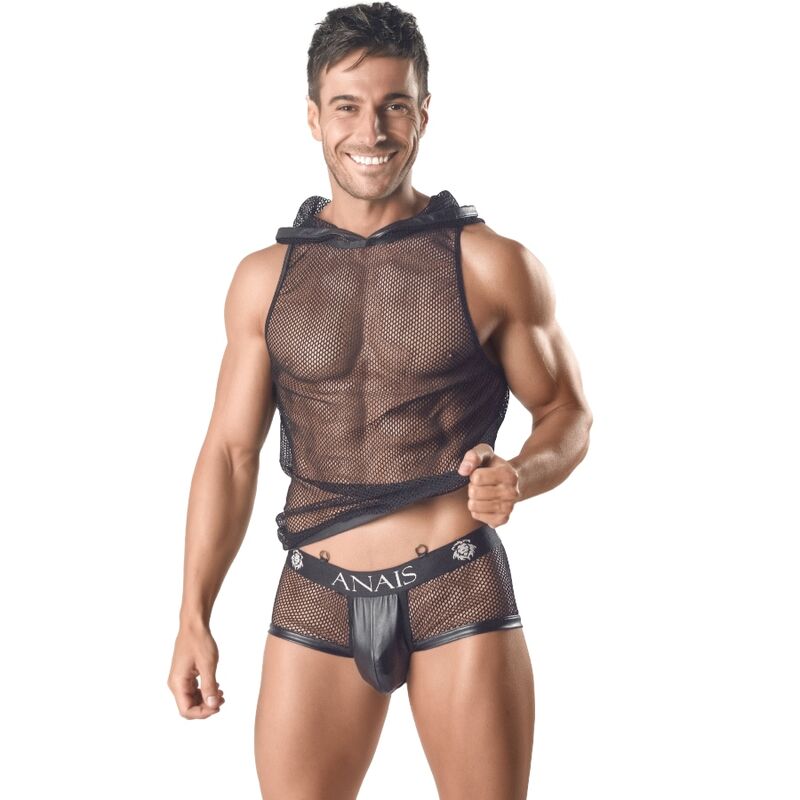 T-shirt com Capuz Ares ANAIS MEN XXXL em malha preta, destacando o design e a textura.