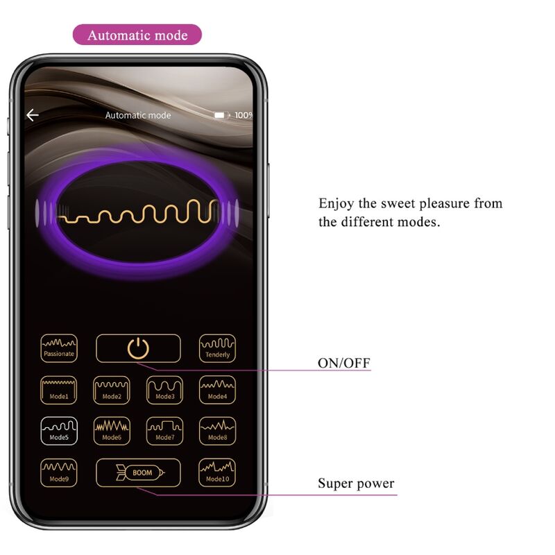 Close-up do Ovo Vibrante Ninfa Roxo PRETTY LOVE com controlo por App