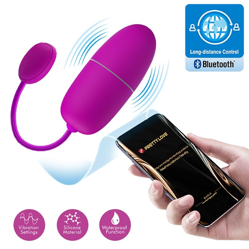 Close-up do Ovo Vibrante Ninfa Roxo PRETTY LOVE com controlo por App