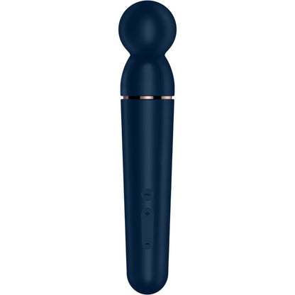 Close-up do Satisfyer Planet Wand-er Vibrador Massageador Berry, mostrando seu design elegante e cabeça de silicone.