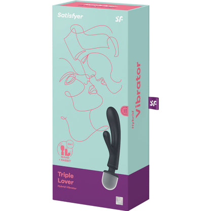 Satisfyer Triple Lover Vibrador Rabbit Massageador 2 em 1 Rosa com detalhes dos 3 motores e silicone suave