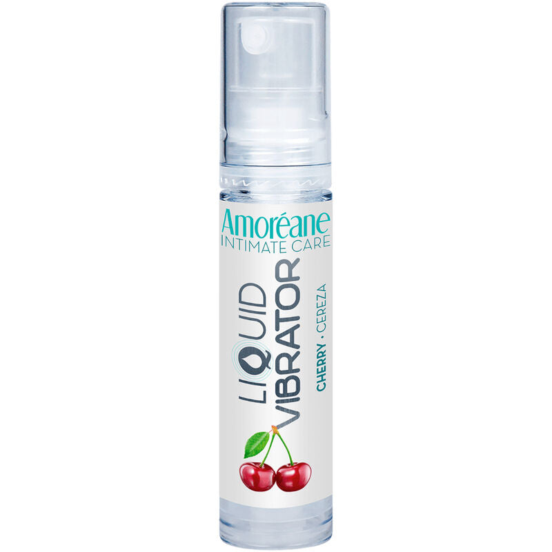 AMOREANE Gel Líquido Vibrante Sabor Cereja 10 ML para sensações intensas e estimulantes.