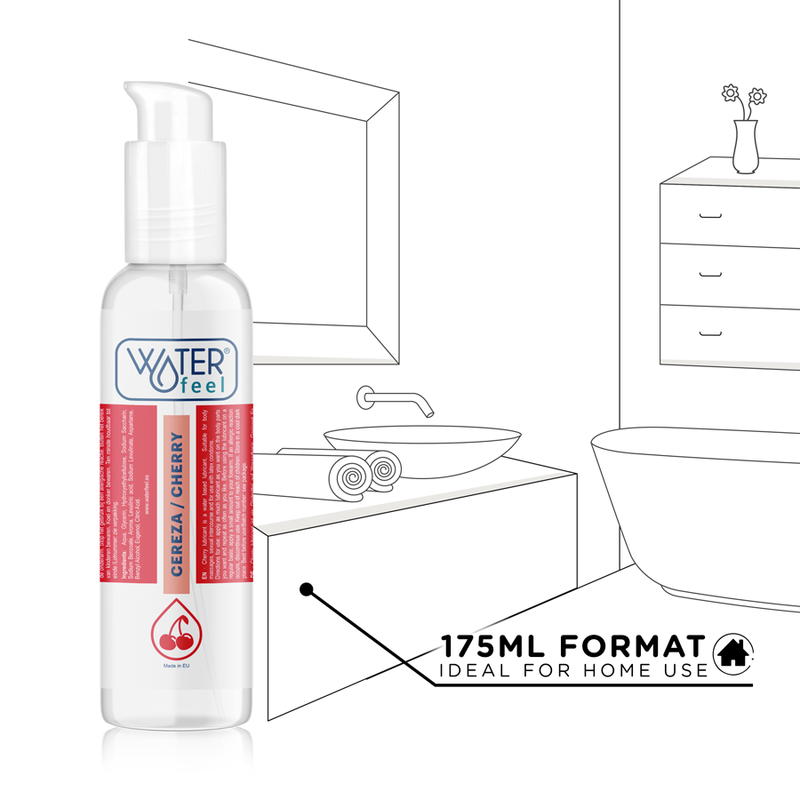 WATERFEEL Lubrificante Cereja Base Água 175 ML, embalagem e detalhes do produto para higiene íntima e prazer.
