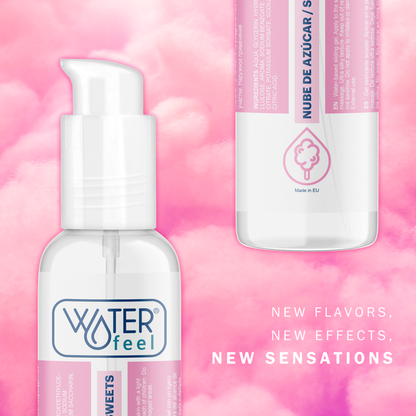 Waterfeel Lubrificante Sabor Nuvem de Açúcar 175 ML para prazer íntimo prolongado e adocicado.