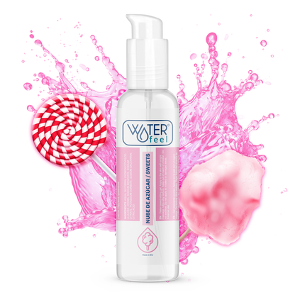 Waterfeel Lubrificante Sabor Nuvem de Açúcar 175 ML para prazer íntimo prolongado e adocicado.