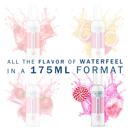 Waterfeel Lubrificante Sabor Nuvem de Açúcar 175 ML para prazer íntimo prolongado e adocicado.