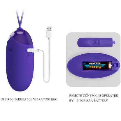 PRETTY LOVE Ovo Vibratório com Controlo Remoto Berger Youth Violeta, ideal para prazer discreto.