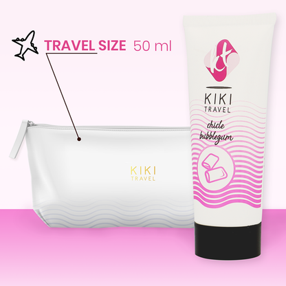 KIKÍ TRAVEL Lubrificante Goma Morango 50ml, embalagem e textura do produto