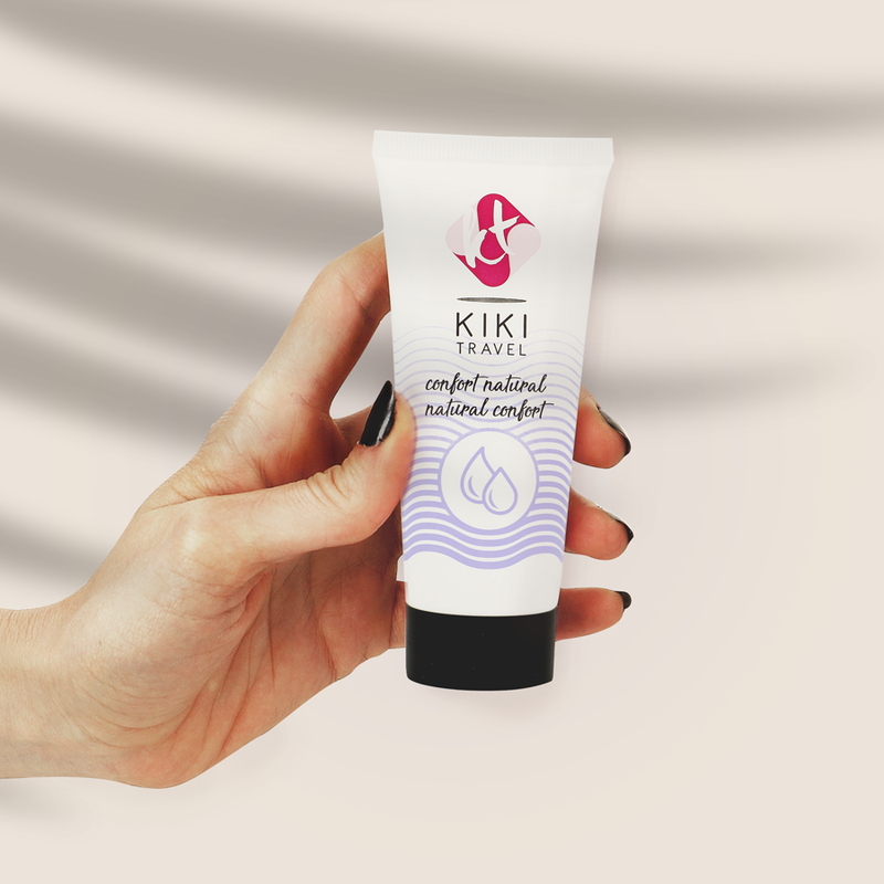 Embalagem do Lubrificante Natural KIKÍ TRAVEL 50 ML com design elegante.