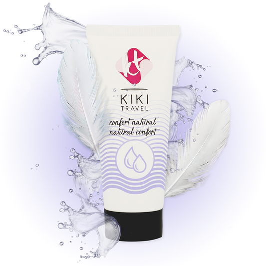 Embalagem do Lubrificante Natural KIKÍ TRAVEL 50 ML com design elegante.