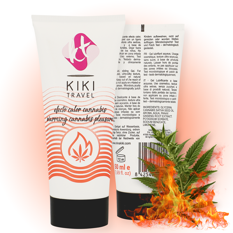 Embalagem do Lubrificante KIKÍ TRAVEL Cannabis Efeito Quente 50 ML