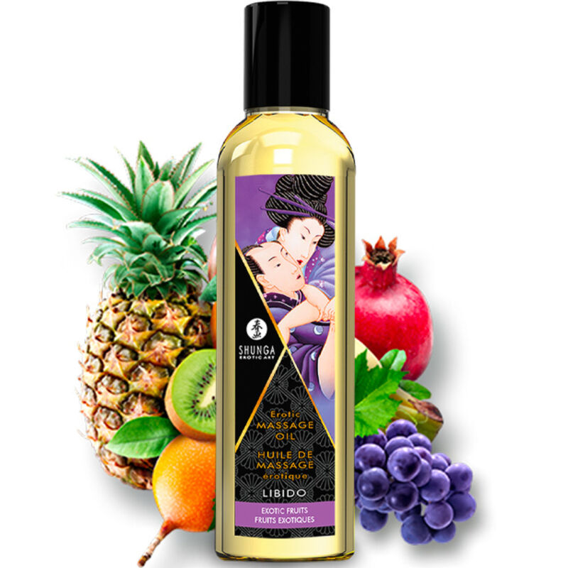 Kit Coleção Fruity Kisses SHUNGA com óleo de massagem, óleo de aquecimento e lubrificante.