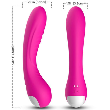 Close-up of the ARMONY Vibrador Legend Silicone Fúcsia, highlighting its curved design and smooth texture.