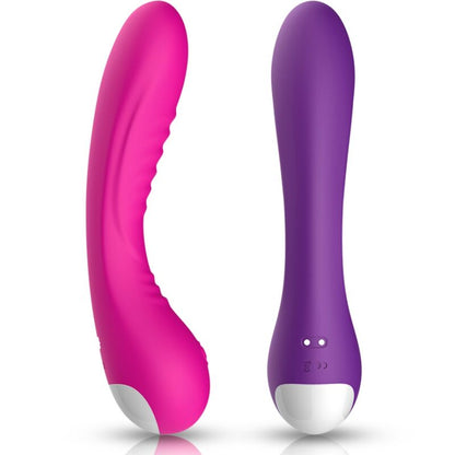 Close-up of the ARMONY Vibrador Legend Silicone Fúcsia, highlighting its curved design and smooth texture.