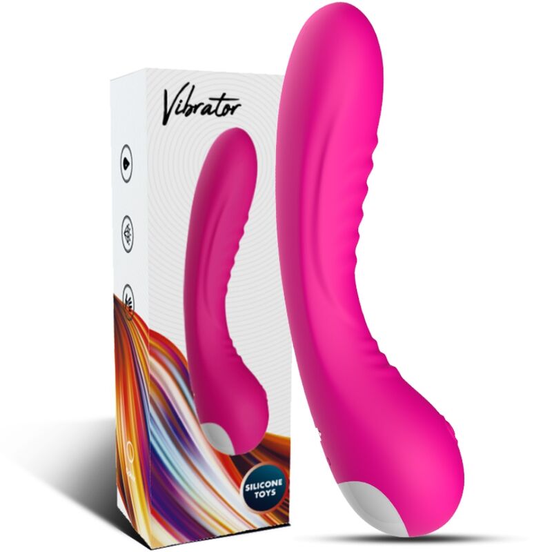 Close-up of the ARMONY Vibrador Legend Silicone Fúcsia, highlighting its curved design and smooth texture.