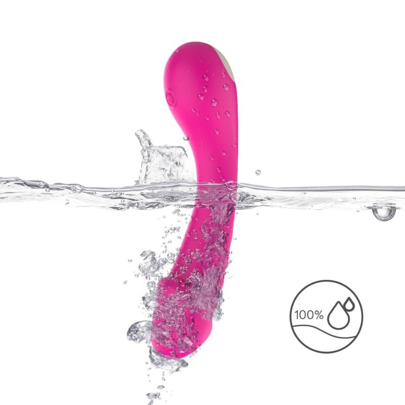Close-up of the ARMONY Vibrador Dildo Ponto G Silicone Fúcsia, highlighting its curved design and smooth texture.