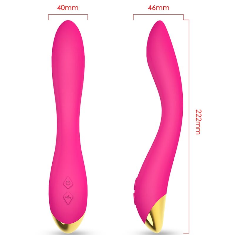 Close-up do ARMONY Vibrador Flamingo Multimodo Recarregável Fúcsia, mostrando seu design curvo e material de silicone.