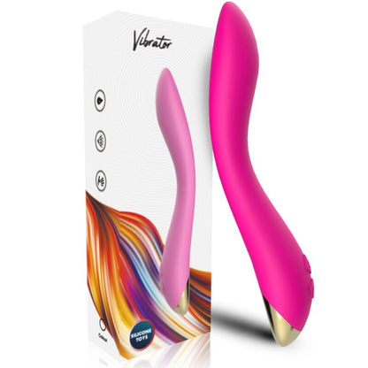 Close-up do ARMONY Vibrador Flamingo Multimodo Recarregável Fúcsia, mostrando seu design curvo e material de silicone.