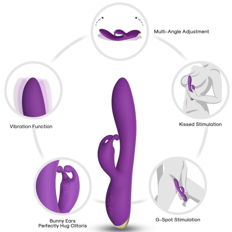 Vibrador Coelho ARMONY Bonnie Roxo, silicone macio com estimulador clitoriano e design ergonómico.