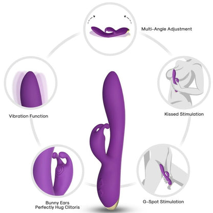 Vibrador Coelho ARMONY Bonnie Roxo, silicone macio com estimulador clitoriano e design ergonómico.
