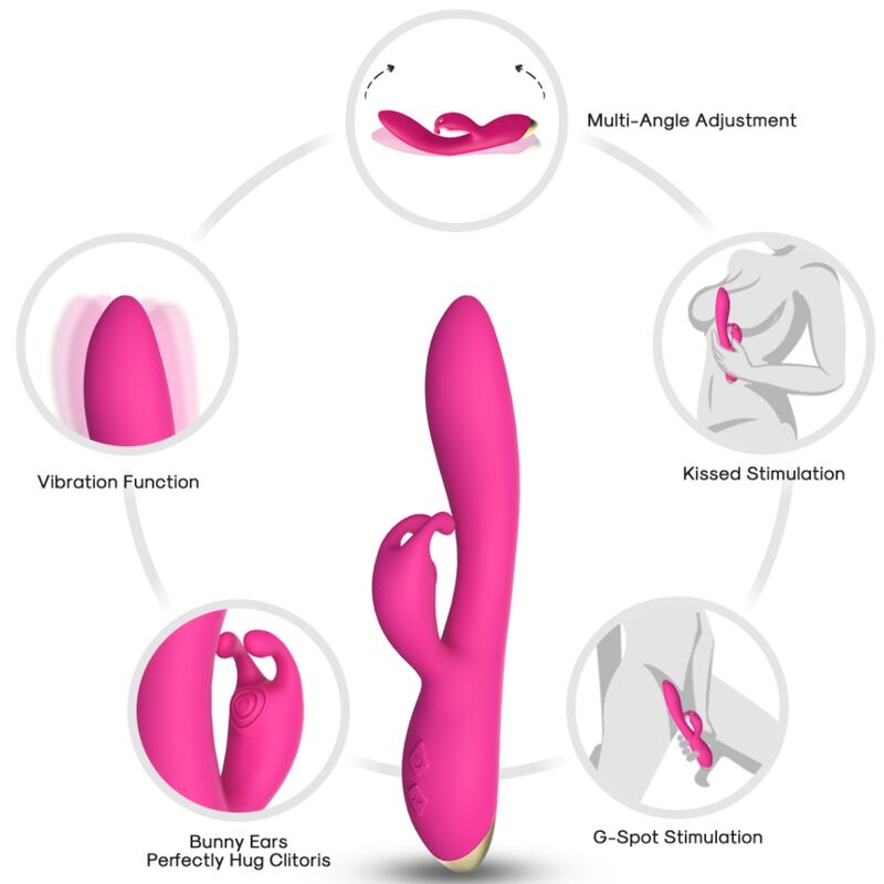 Vibrador Coelho ARMONY Bonnie Fúcsia com 9 modos de vibração para estimulação dupla.