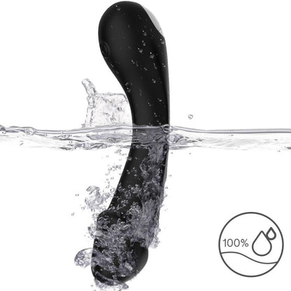Close-up do vibrador ARMONY Ponto G em silicone preto, destacando o design curvo e material suave.