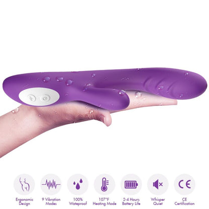 Vibrador ARMONY Spark Roxo com efeito calor e estimulação dupla, feito de silicone médico.