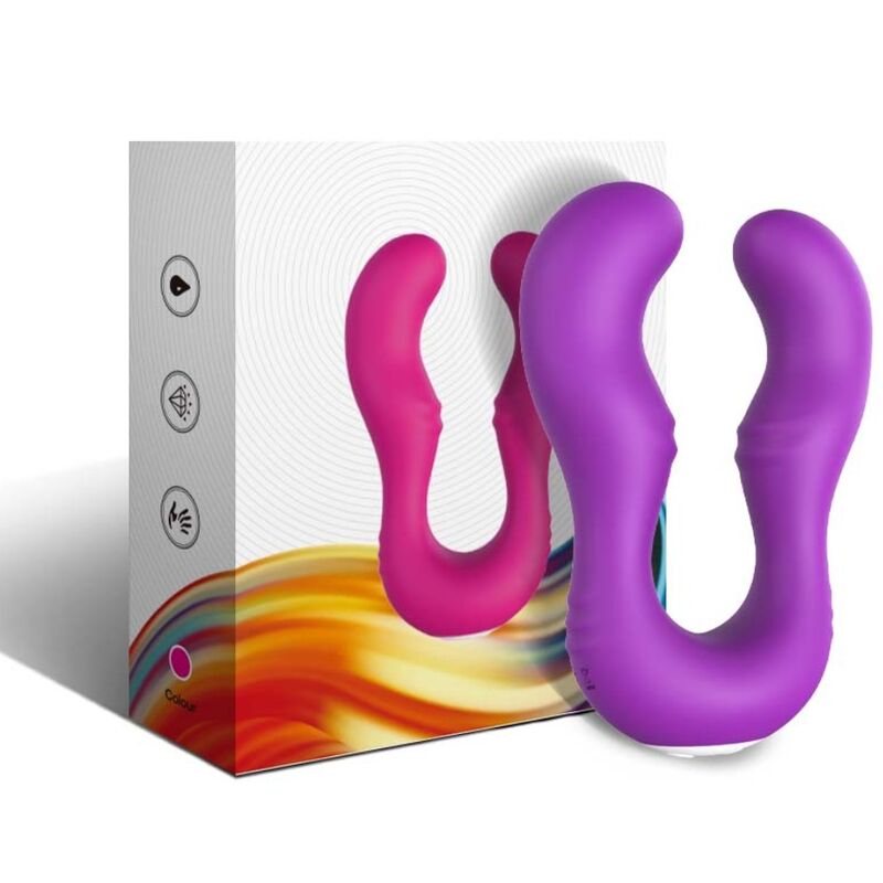 Close-up do vibrador ARMONY Seraph Duplo Controle Remoto Roxo, destacando seu design ergonômico e silicone premium.