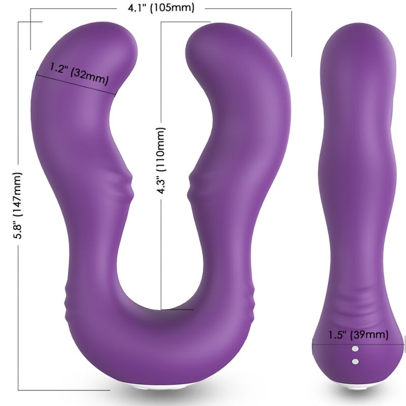 Close-up do vibrador ARMONY Seraph Duplo Controle Remoto Roxo, destacando seu design ergonômico e silicone premium.