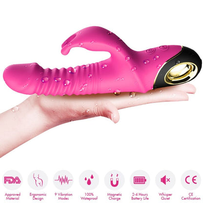 Vibrador Dildo Coelho ARMONY Zing Fúcsia de silicone médico com estimulador clitoriano e 9 modos de vibração.