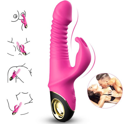 Vibrador Dildo Coelho ARMONY Zing Fúcsia de silicone médico com estimulador clitoriano e 9 modos de vibração.