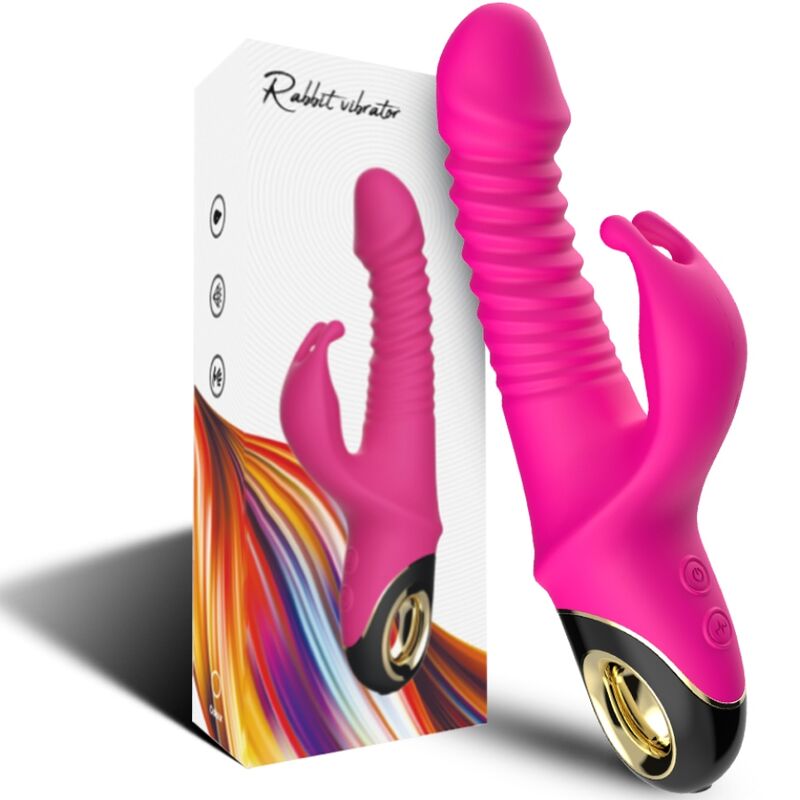 Vibrador Dildo Coelho ARMONY Zing Fúcsia de silicone médico com estimulador clitoriano e 9 modos de vibração.