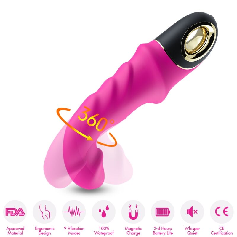 Vibrador Dildo Rotador ARMONY Joyblade Fúcsia com 9 Modos de Vibração e Silicone Médico.