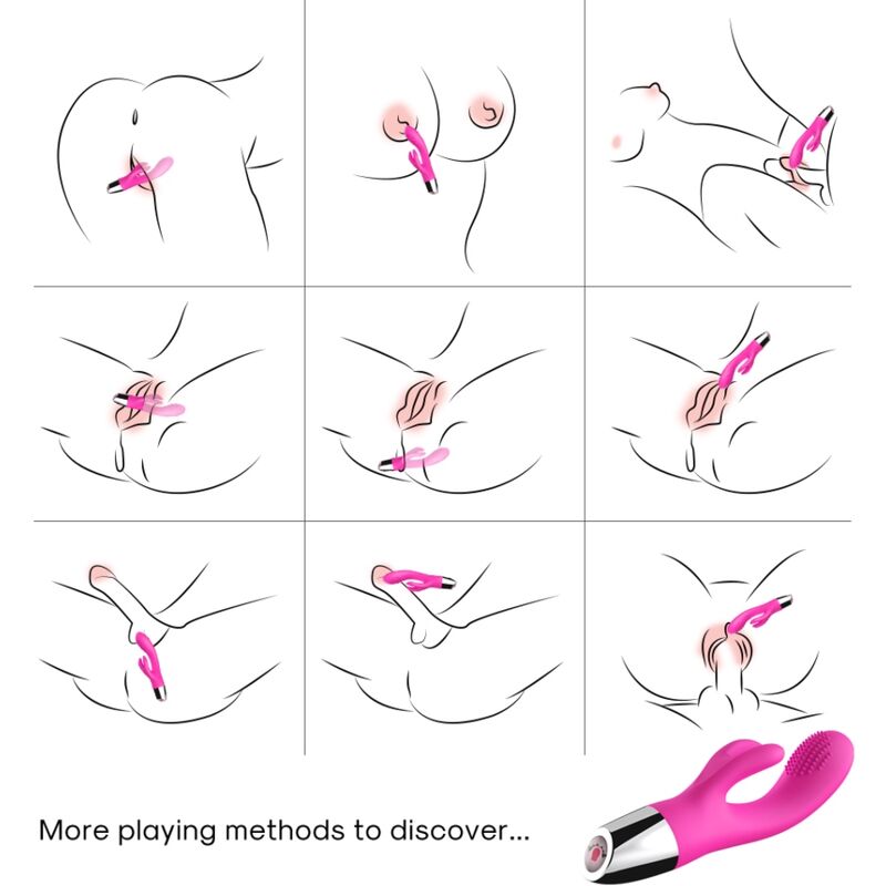Vibrador Coelho ARMONY Fúcsia com estimulação dupla e design ergonómico.