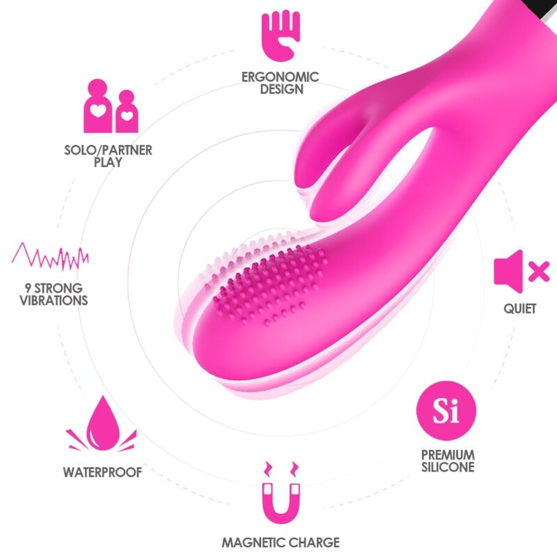 Vibrador Coelho ARMONY Fúcsia com estimulação dupla e design ergonómico.