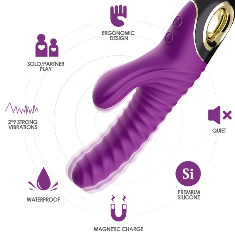 Close-up of the ARMONY Eternity Silicone Roxo Vibrator, highlighting its smooth texture, ergonomic design, and vibrant purple color.