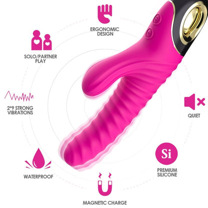 Close-up of the ARMONY Vibrador Silicone Eternity Fúcsia showing its ergonomic design and smooth texture.