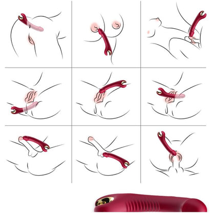 Close-up do ARMONY Prince Dildo Vibratório Rotativo Vermelho mostrando seu design, textura e características.