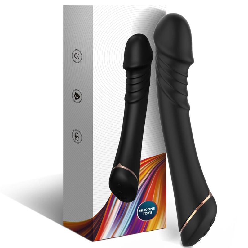 Close-up of the ARMONY Dildo Vibrador Silicone Preto, showing its realistic design and smooth texture.