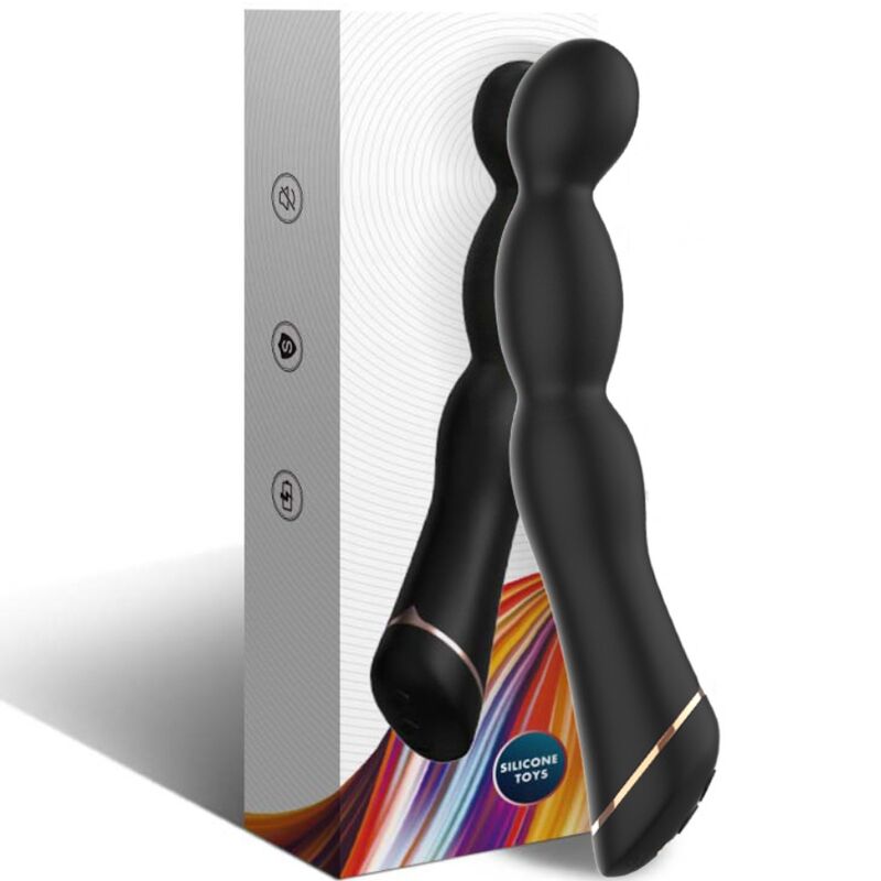 Vibrador ARMONY de silicone com design de bambu, ajustável e preto.