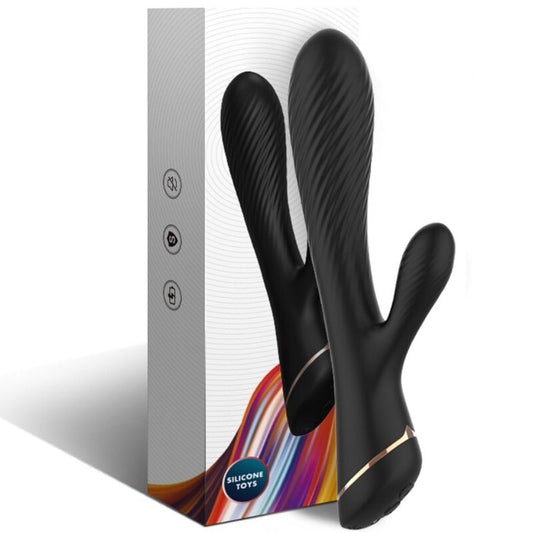 Vibrador Coelho ARMONY de silicone premium com estimulador, cor preta