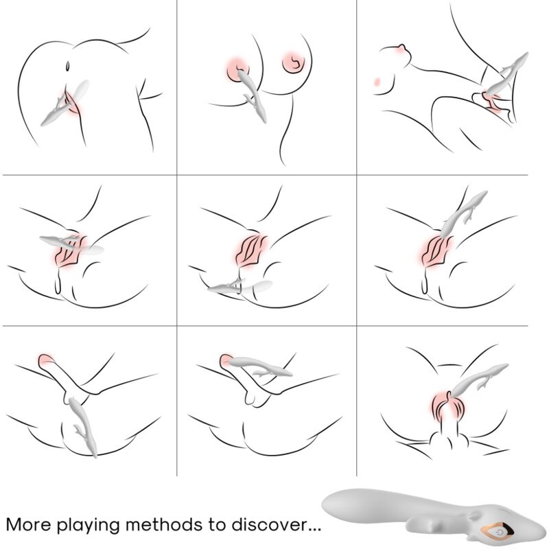 Vibrador Coelho ARMONY Curvado Vermelho em silicone macio, com estimulador clitoriano