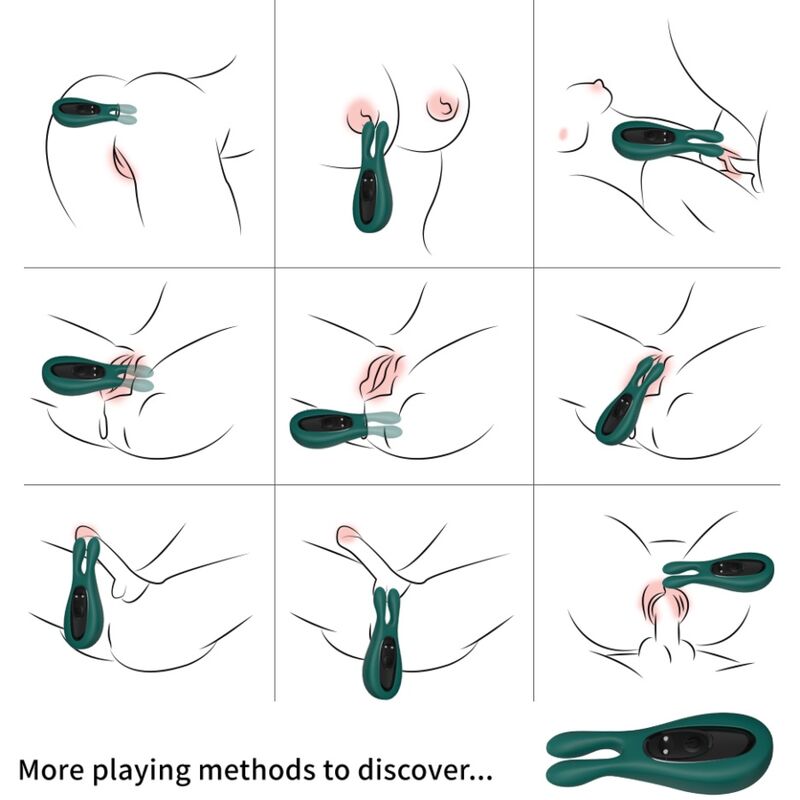Vibrador Coelho ARMONY Destacável Verde mostrando o design ergonómico, estimulador clitoriano e material de silicone seguro.