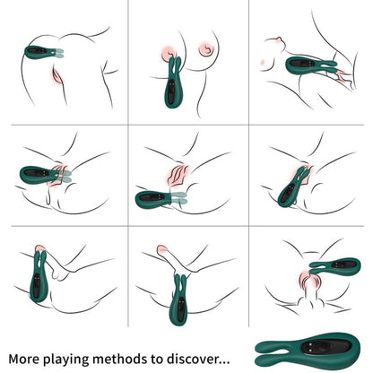 Vibrador Coelho ARMONY Destacável Verde mostrando o design ergonómico, estimulador clitoriano e material de silicone seguro.