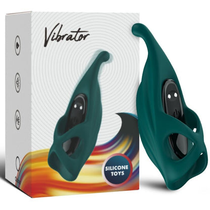 Close-up do ARMONY Estimulador de Dedo e Vibrador Bala Verde, destacando o design ergonómico e a bala removível.