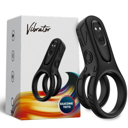 Vibrador de anel duplo ARMONY preto em silicone médico com 9 modos de vibração.