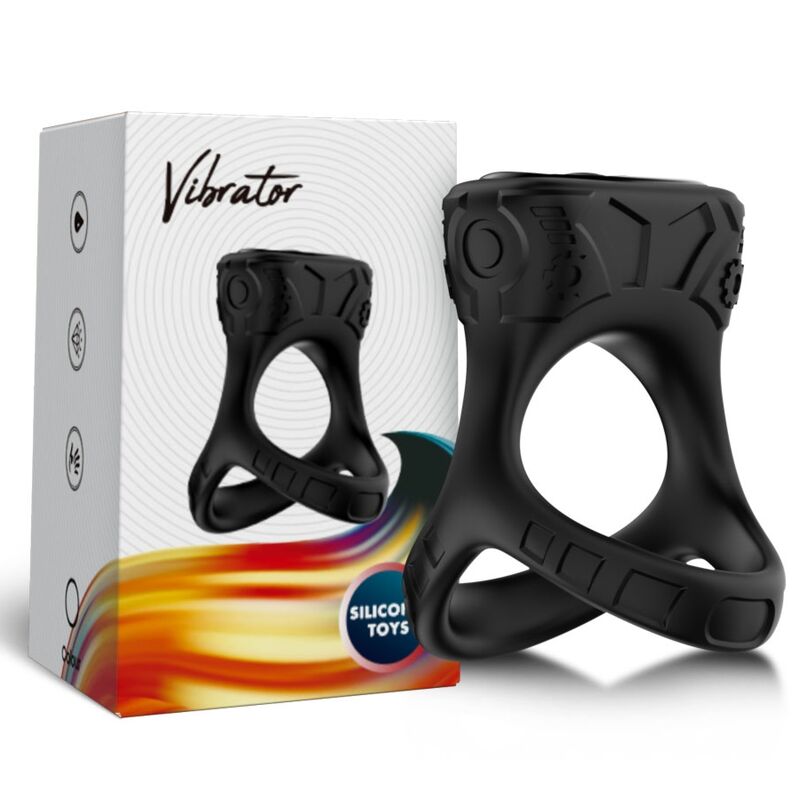 Anel vibratório multiposição ARMONY preto em silicone premium, com 9 modos de vibração